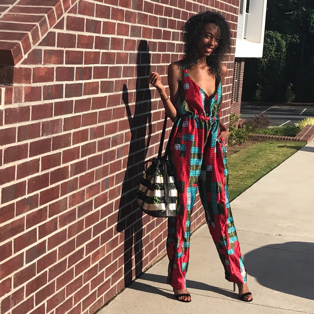 Women’s jumpsuit in African Print fabric.